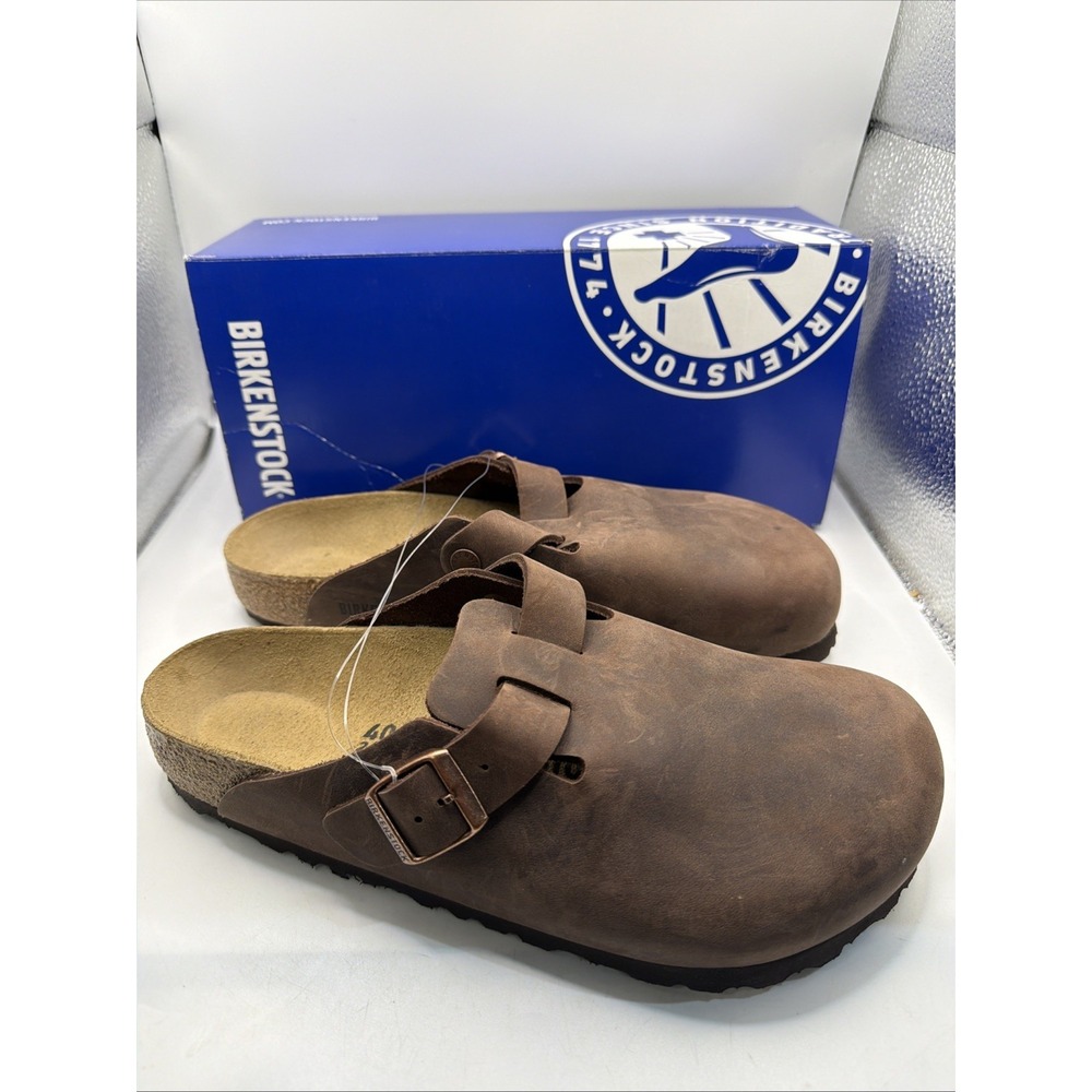 BIRKENSTOCK BOSTON HABANA LEATHER CLOGS Size Women's 9, Men's 7, EU 40. UK7